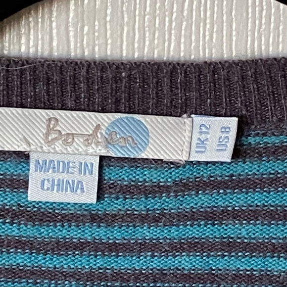 Boden Gray & Teal Striped Button Cardigan - Picture 2 of 9